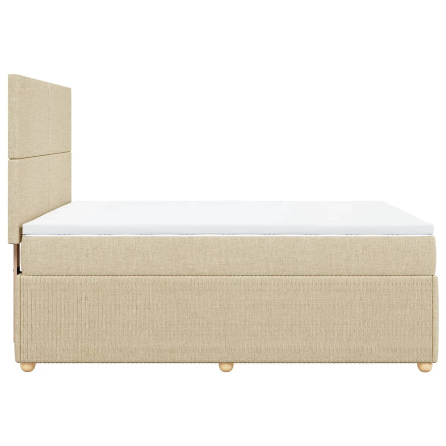 Boxspring met matras stof crèmekleurig 140x200 cm