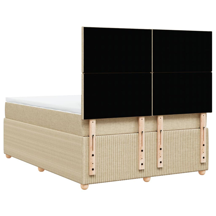 Boxspring met matras stof crèmekleurig 140x200 cm