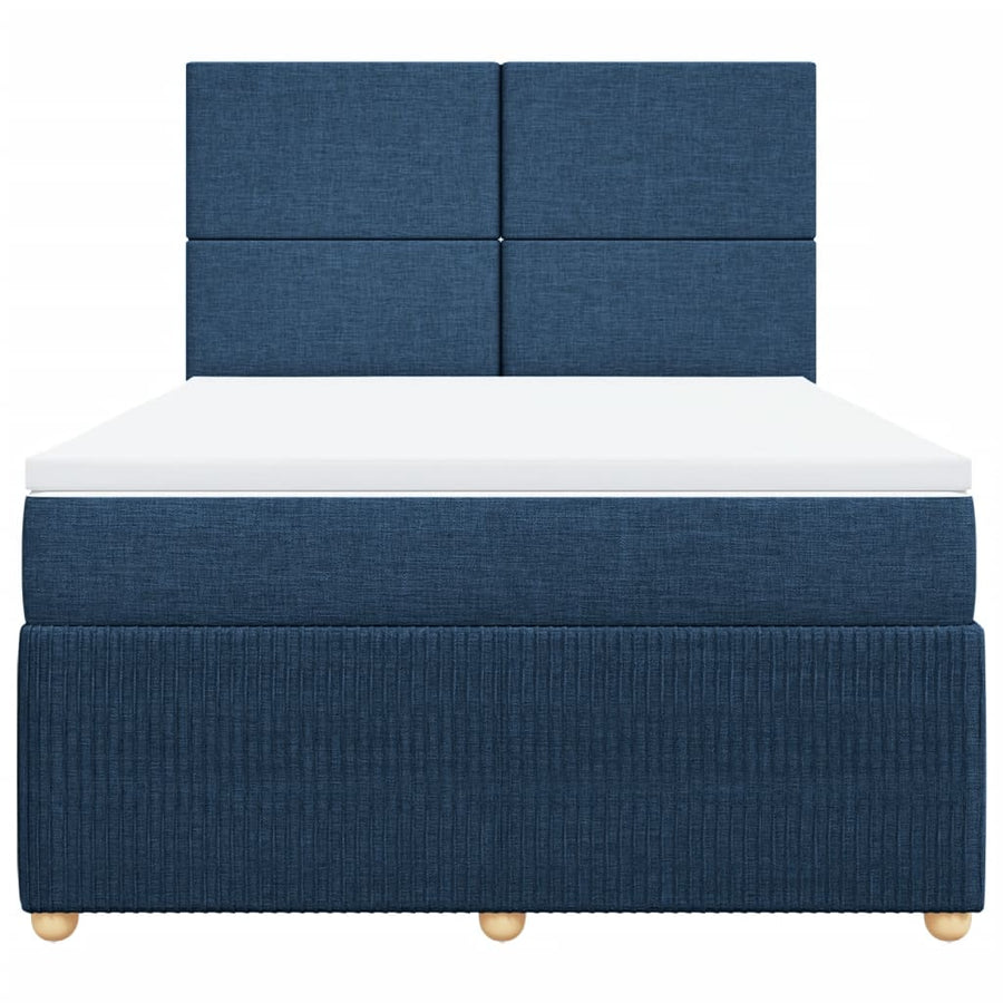 Boxspring met matras stof blauw 140x200 cm