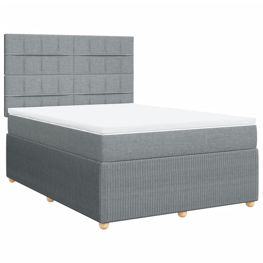 Boxspring met matras stof lichtgrijs 140x200 cm
