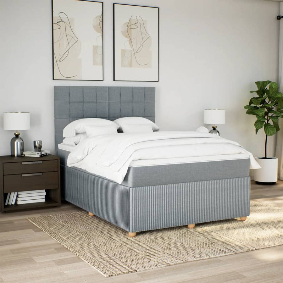 Boxspring met matras stof lichtgrijs 140x200 cm