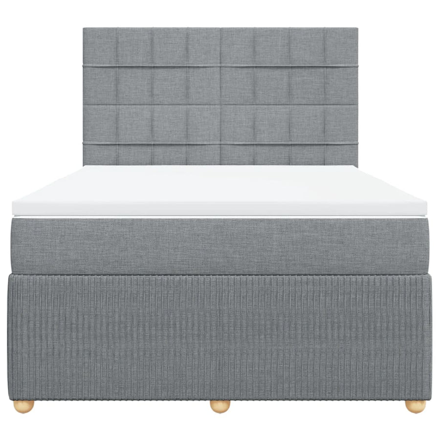 Boxspring met matras stof lichtgrijs 140x200 cm