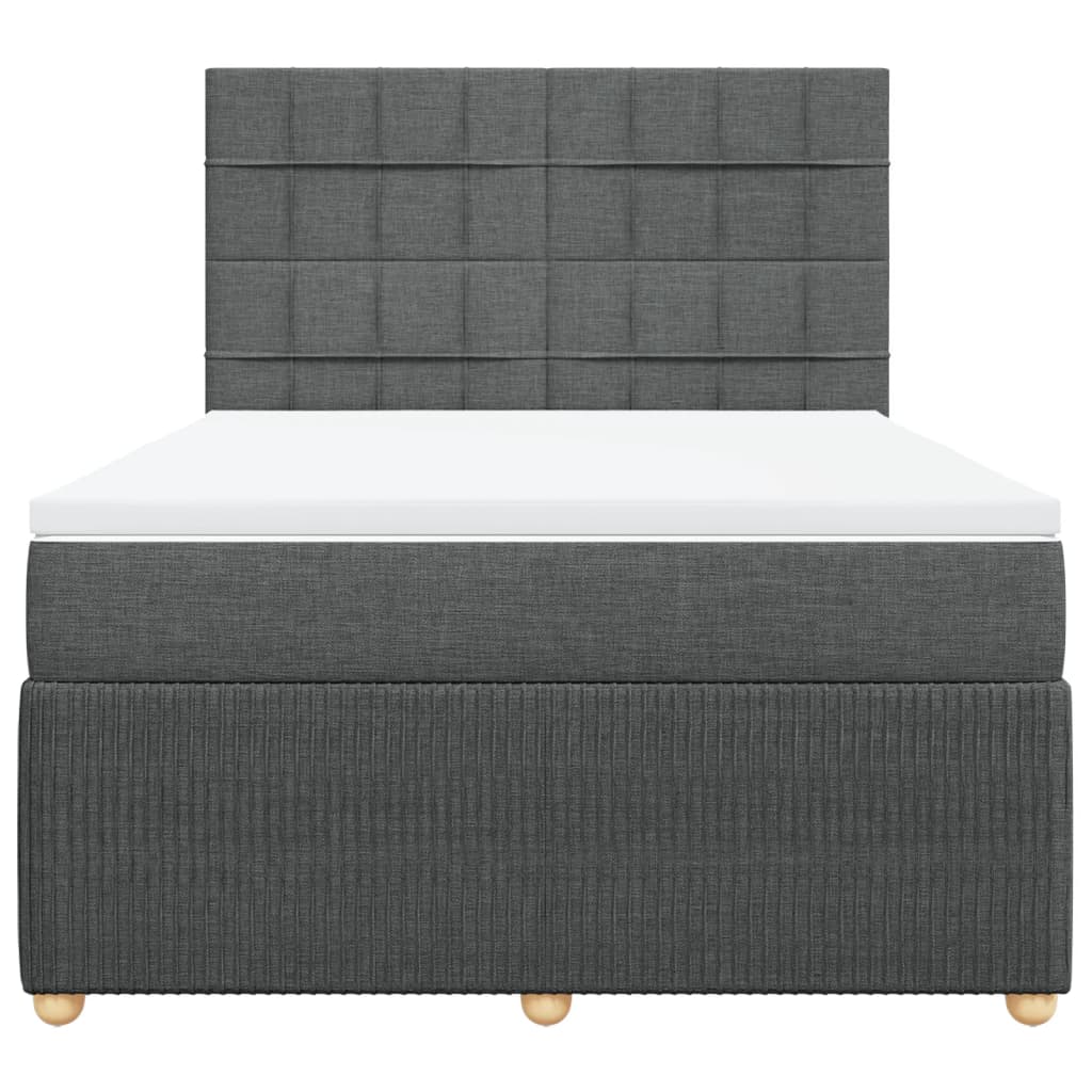 Boxspring met matras stof donkergrijs 140x200 cm