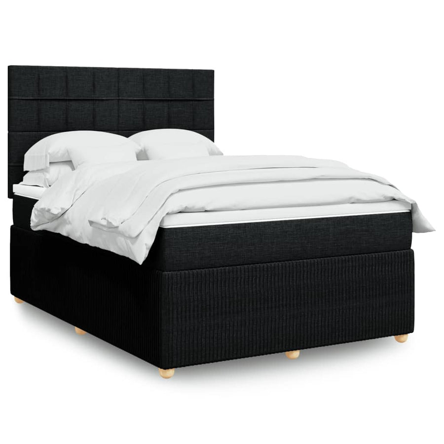 Boxspring met matras stof zwart 140x200 cm