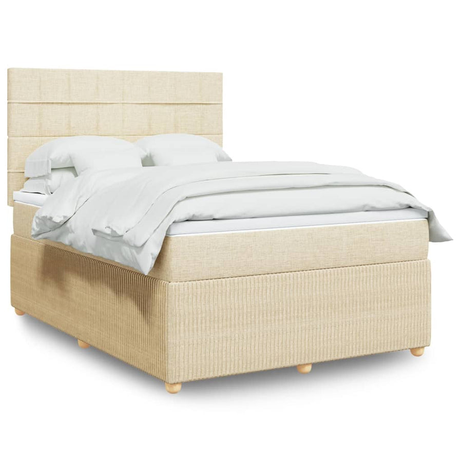 Boxspring met matras stof crèmekleurig 140x200 cm