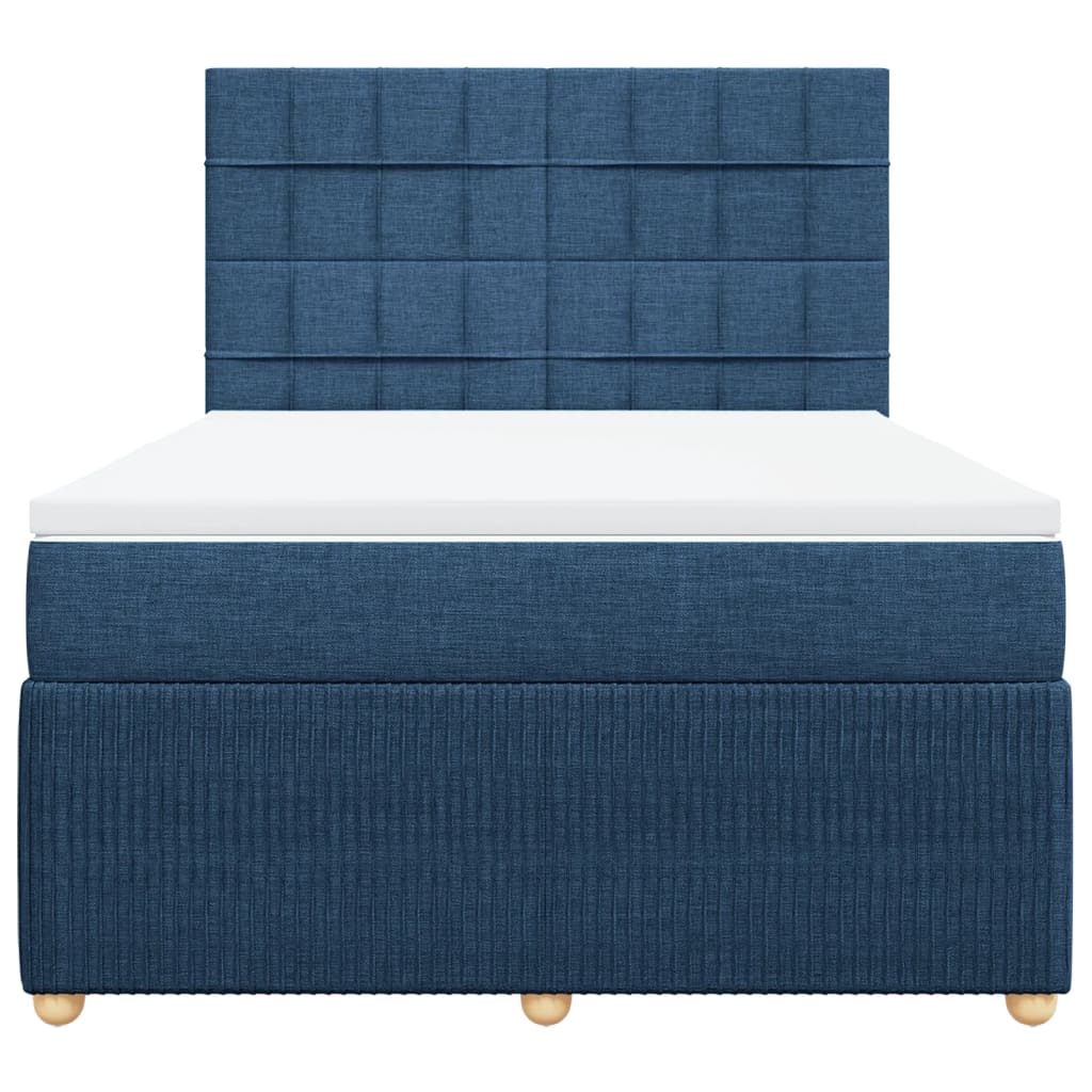 Boxspring met matras stof blauw 140x200 cm