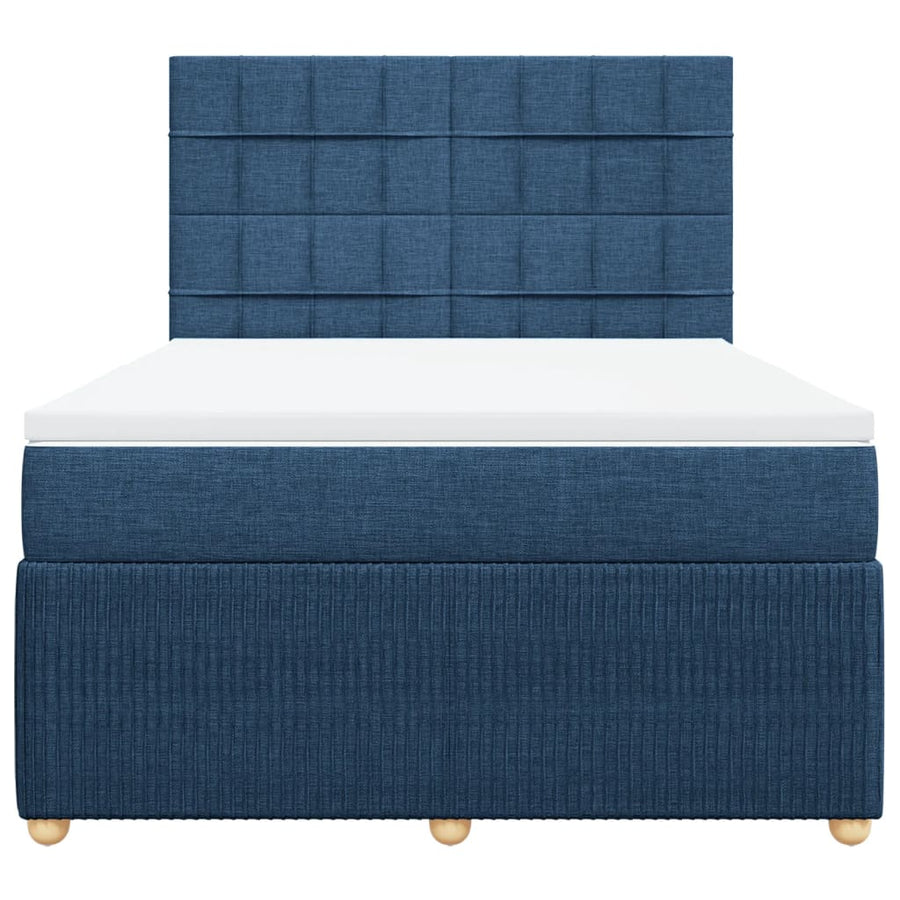 Boxspring met matras stof blauw 140x200 cm