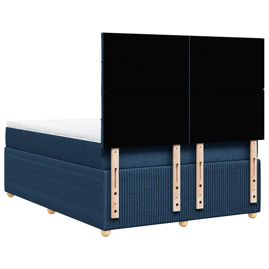 Boxspring met matras stof blauw 140x200 cm