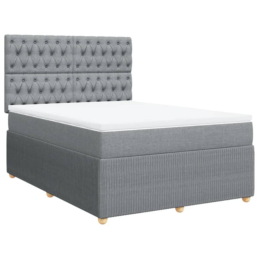 Boxspring met matras stof lichtgrijs 140x200 cm
