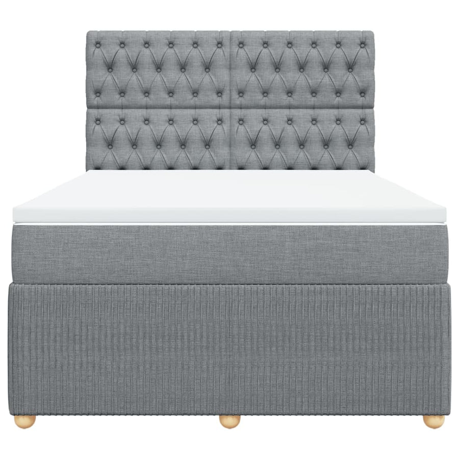 Boxspring met matras stof lichtgrijs 140x200 cm