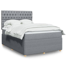 Boxspring met matras stof lichtgrijs 140x200 cm