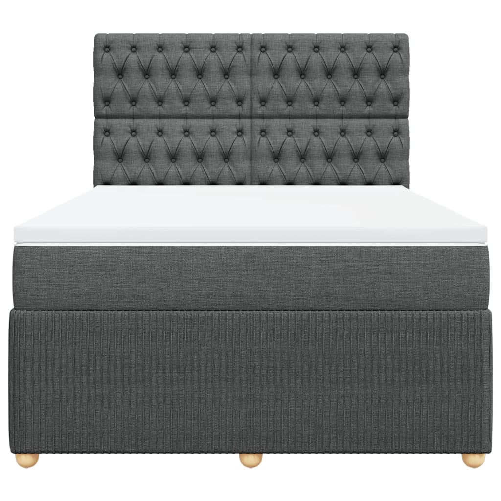 Boxspring met matras stof donkergrijs 140x200 cm