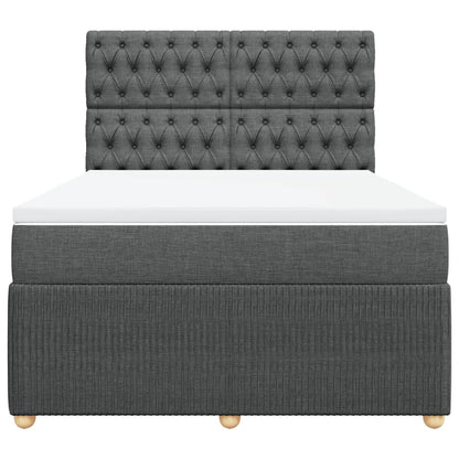 Boxspring met matras stof donkergrijs 140x200 cm