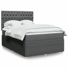 Dark grey fabric box spring with mattress 140x200 cm