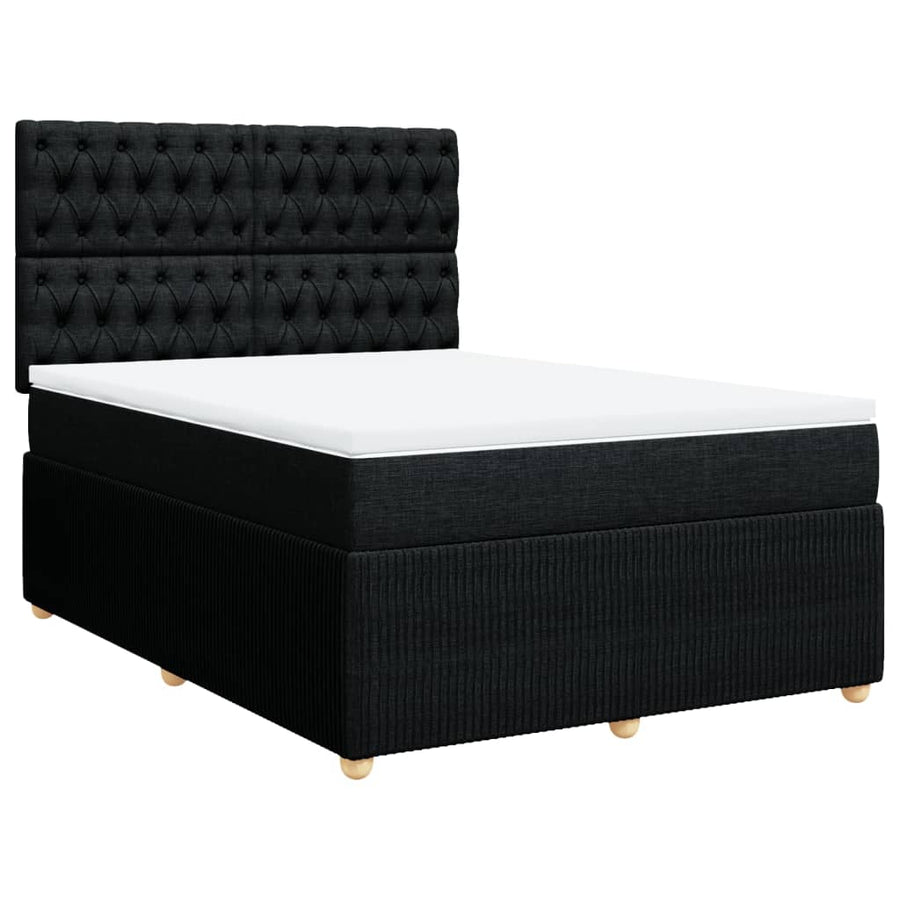 Boxspring met matras stof zwart 140x200 cm