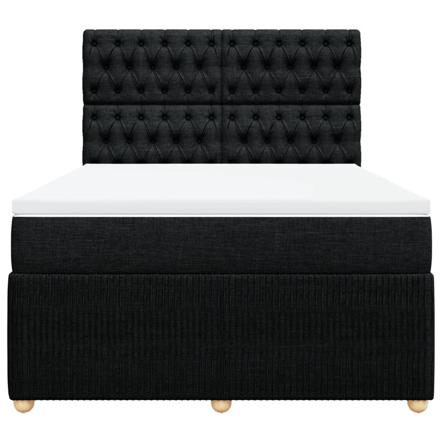 Boxspring met matras stof zwart 140x200 cm