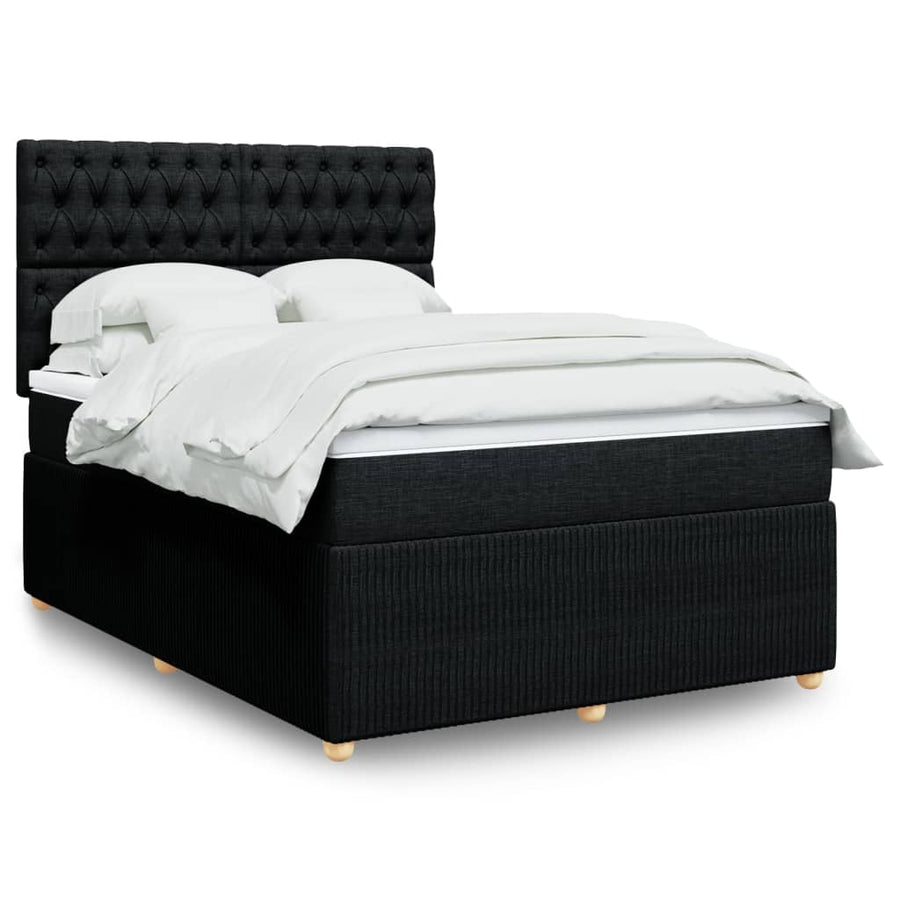 Boxspring met matras stof zwart 140x200 cm