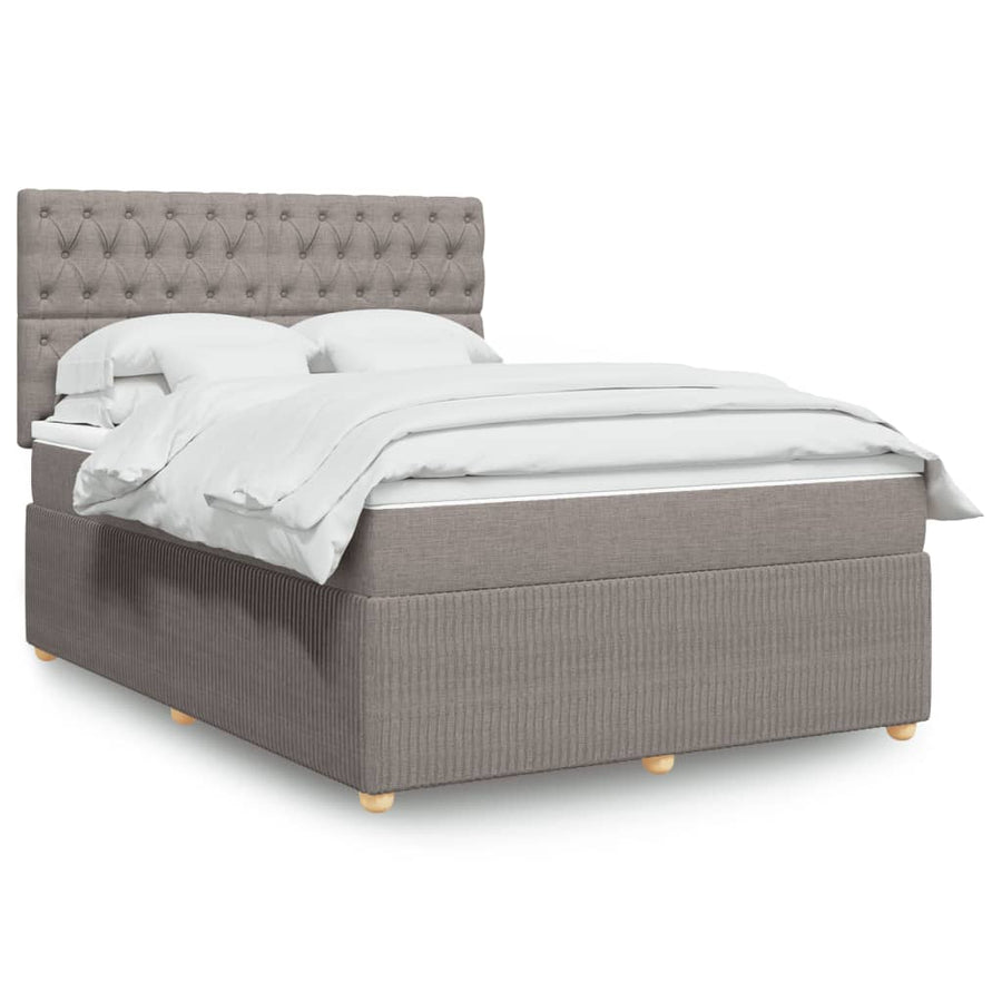 Boxspring met matras stof taupe 140x200 cm