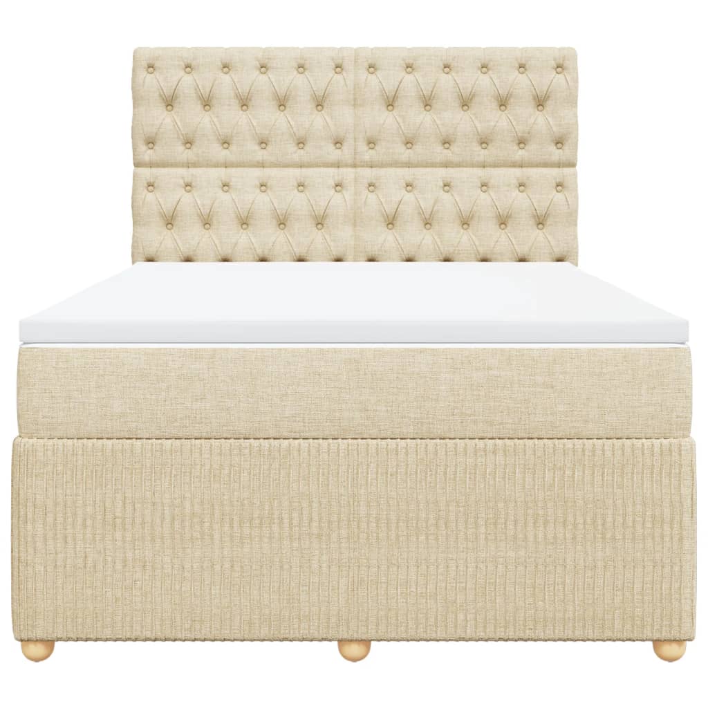 Boxspring met matras stof crèmekleurig 140x200 cm