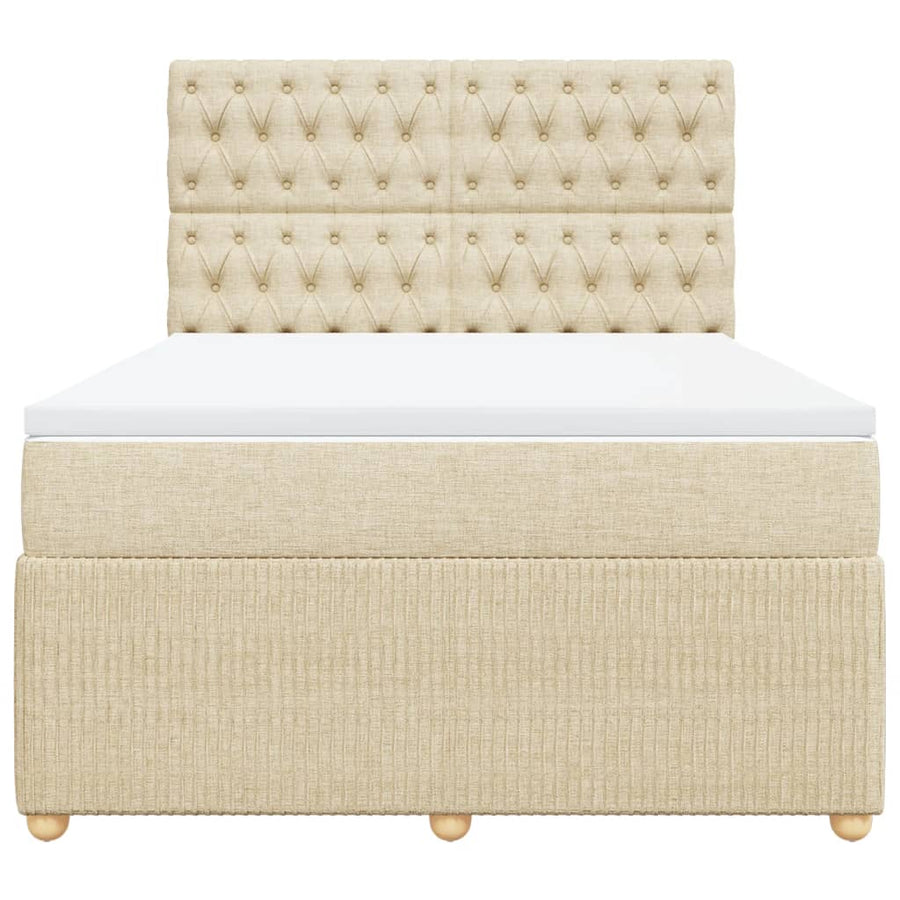 Boxspring met matras stof crèmekleurig 140x200 cm