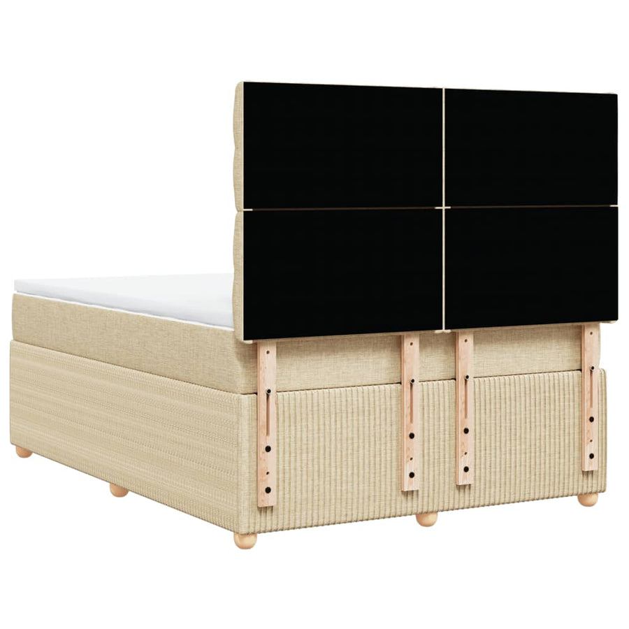 Boxspring met matras stof crèmekleurig 140x200 cm
