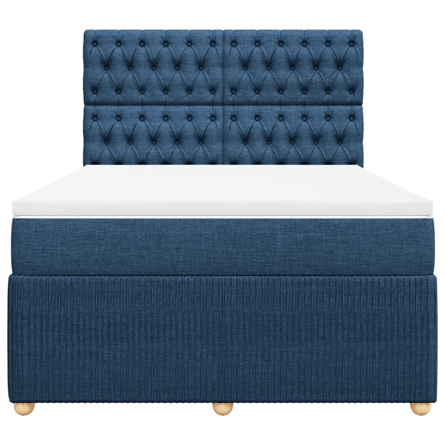 Boxspring met matras stof blauw 140x200 cm