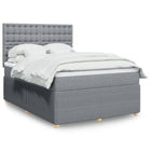 Box spring with light grey fabric mattress 140x200 cm