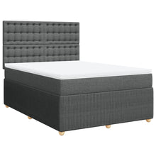 Boxspring met matras stof donkergrijs 140x200 cm