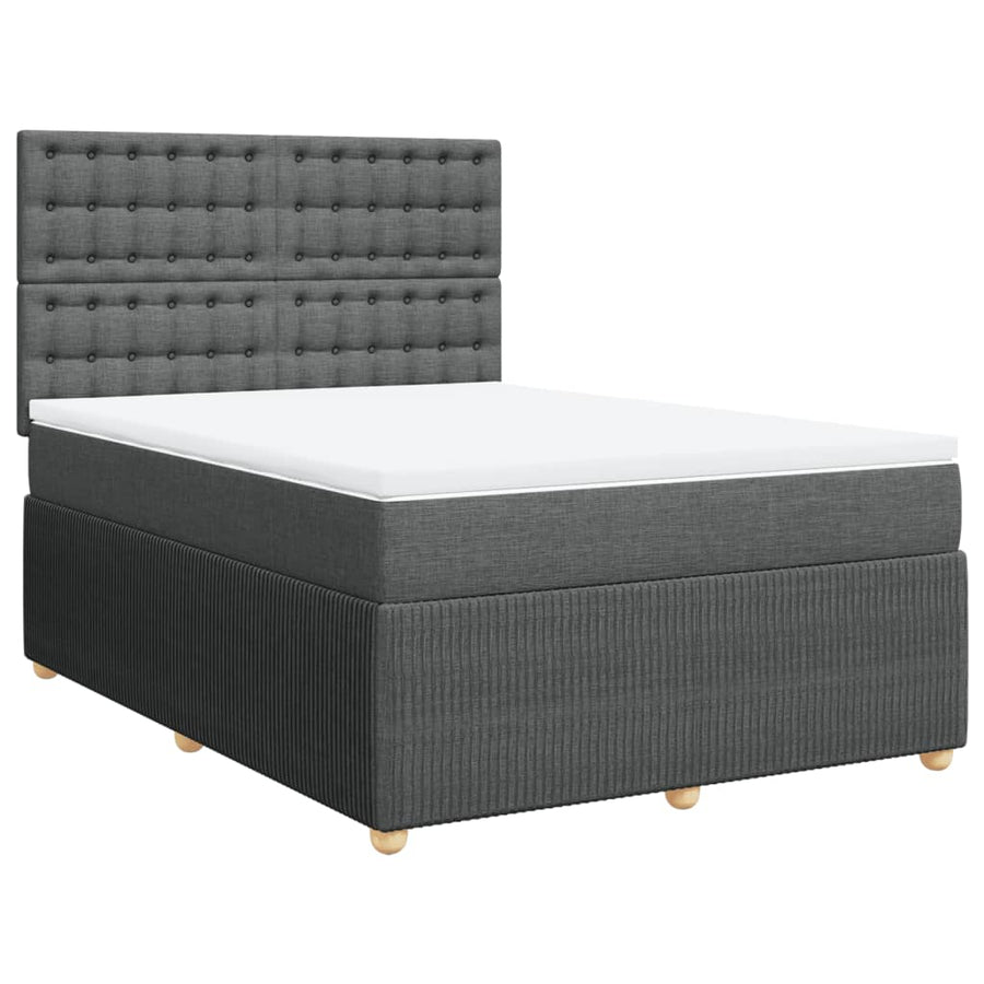 Boxspring met matras stof donkergrijs 140x200 cm