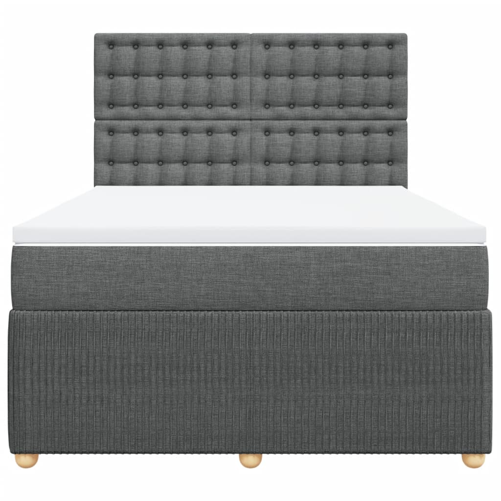 Boxspring met matras stof donkergrijs 140x200 cm