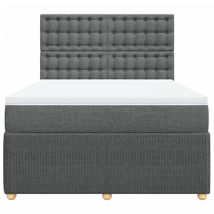 Boxspring met matras stof donkergrijs 140x200 cm