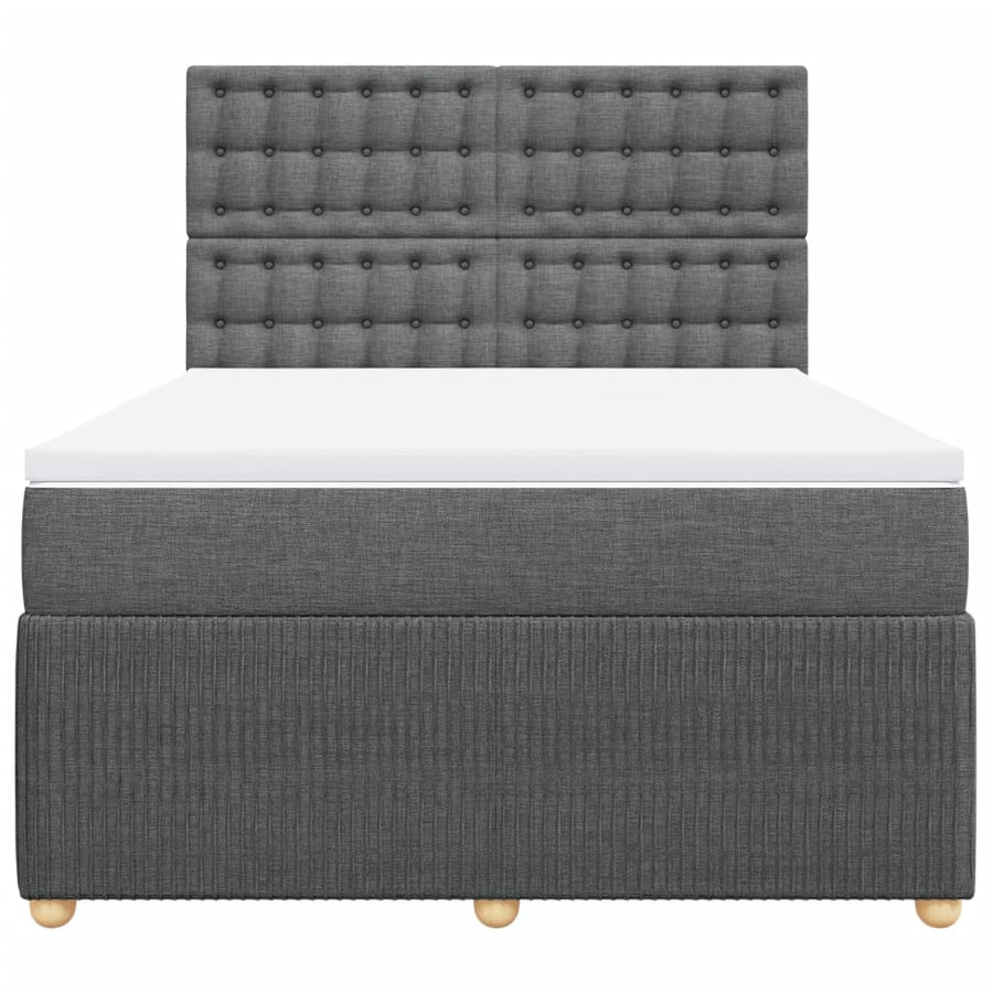 Boxspring met matras stof donkergrijs 140x200 cm