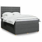 Dark grey fabric box spring with mattress 140x200 cm