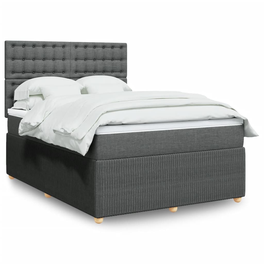 Boxspring met matras stof donkergrijs 140x200 cm