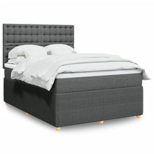 Boxspring met matras stof donkergrijs 140x200 cm