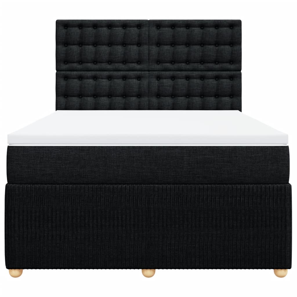 Boxspring met matras stof zwart 140x200 cm