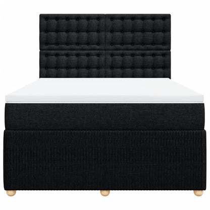 Boxspring met matras stof zwart 140x200 cm