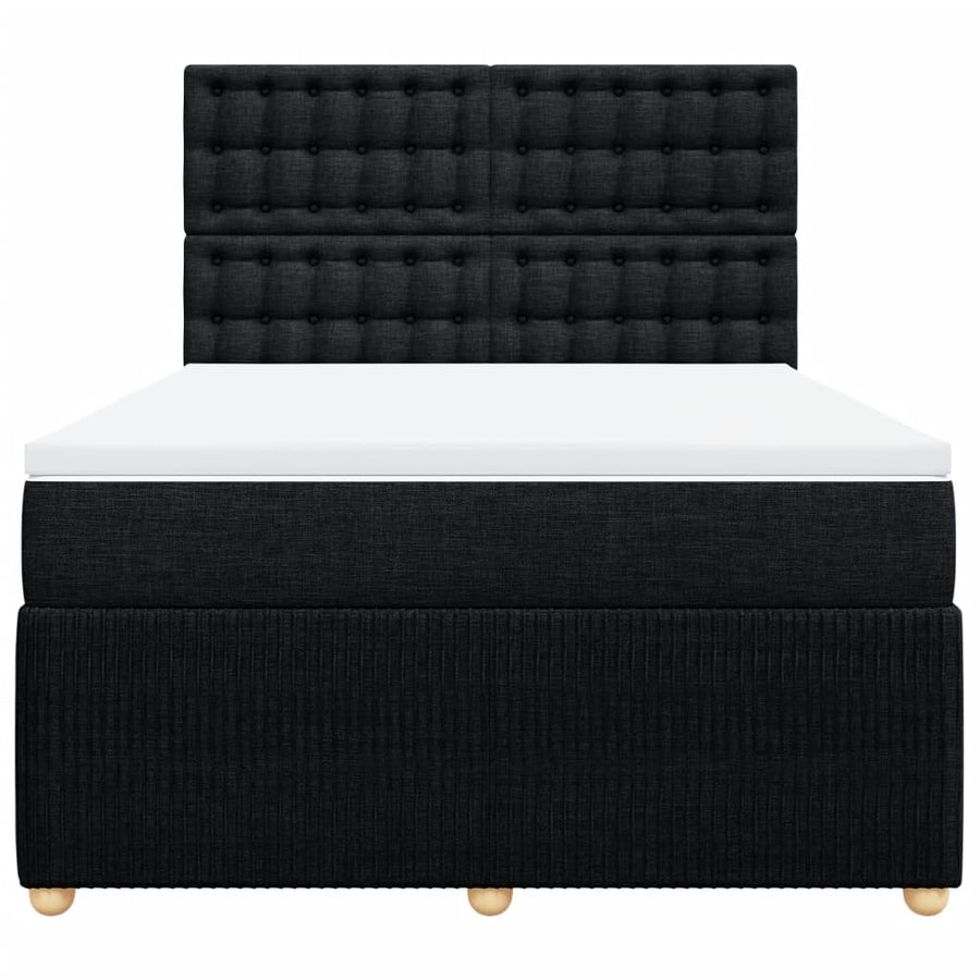 Boxspring met matras stof zwart 140x200 cm