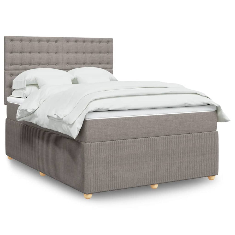 Boxspring met matras stof taupe 140x200 cm