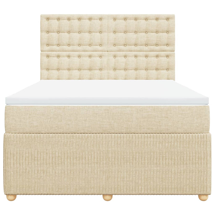 Boxspring met matras stof crèmekleurig 140x200 cm