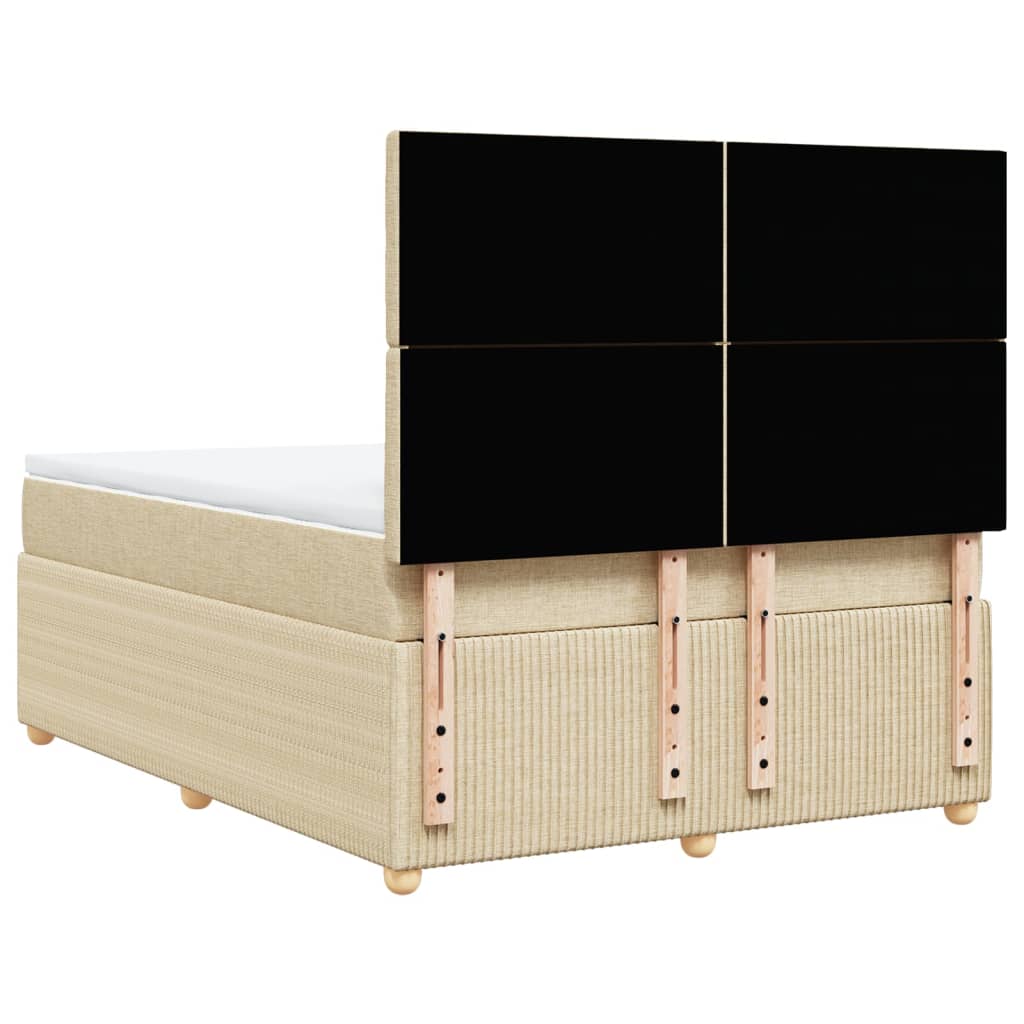 Boxspring met matras stof crèmekleurig 140x200 cm