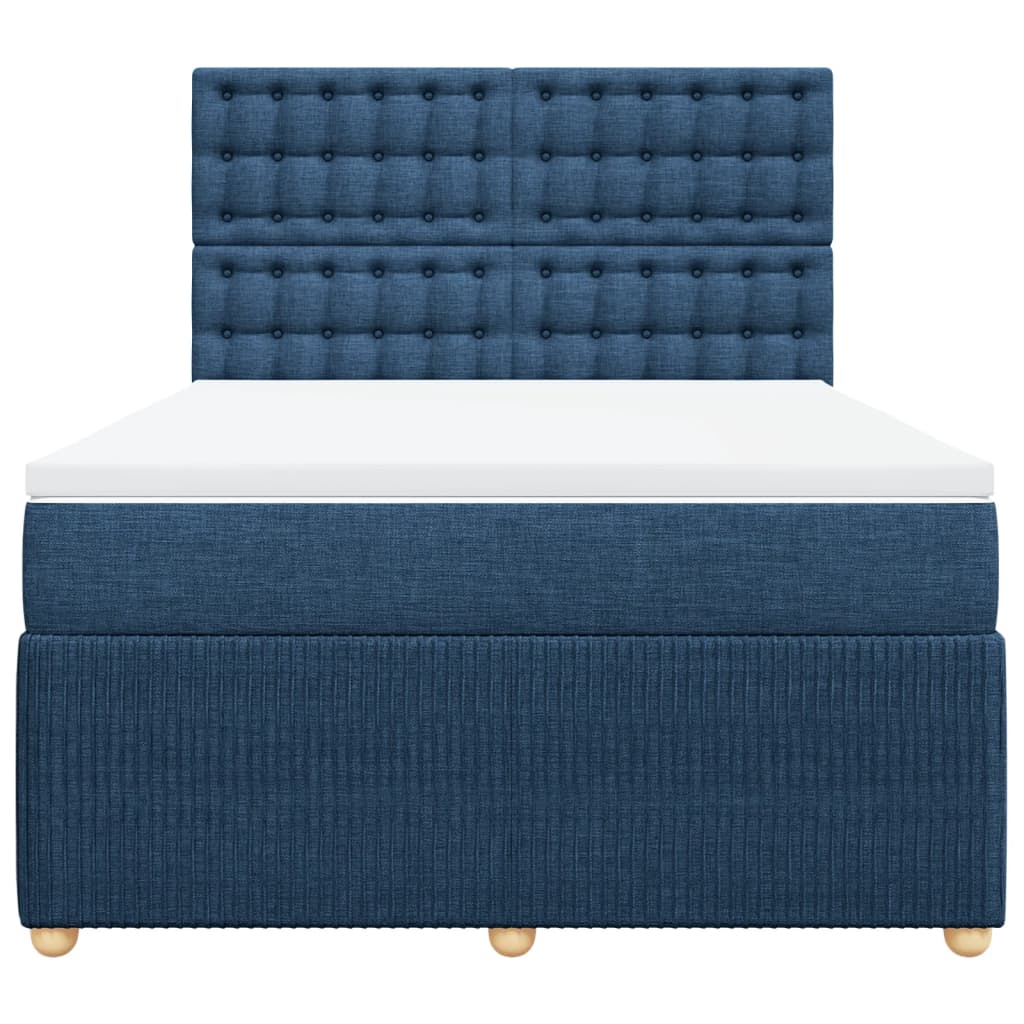 Boxspring met matras stof blauw 140x200 cm