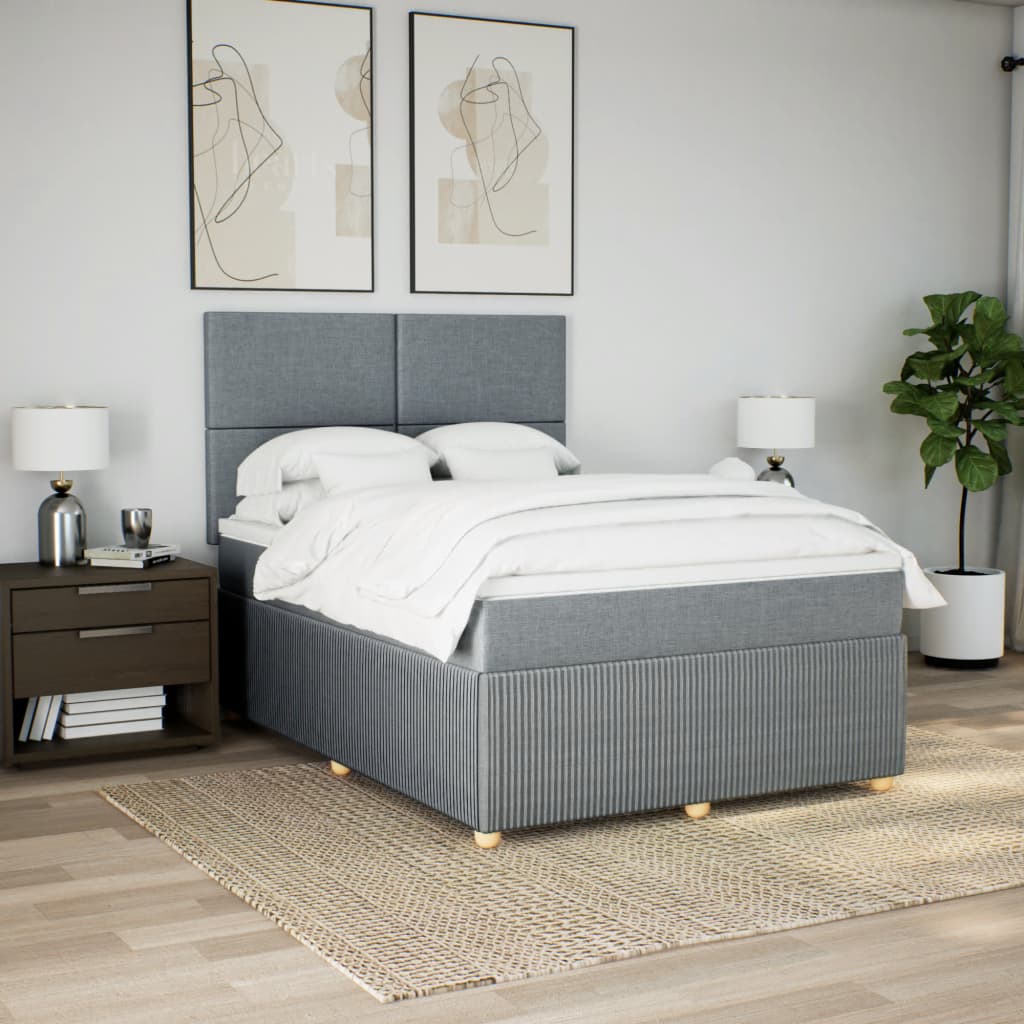 Boxspring met matras stof lichtgrijs 160x200 cm