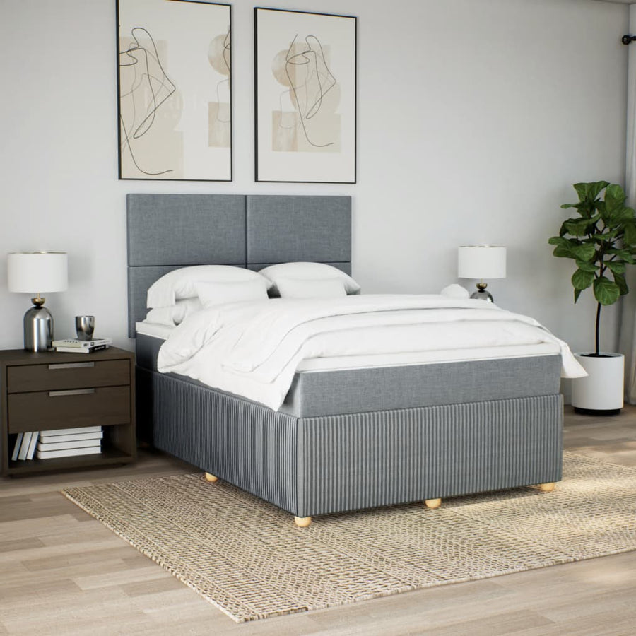 Boxspring met matras stof lichtgrijs 160x200 cm