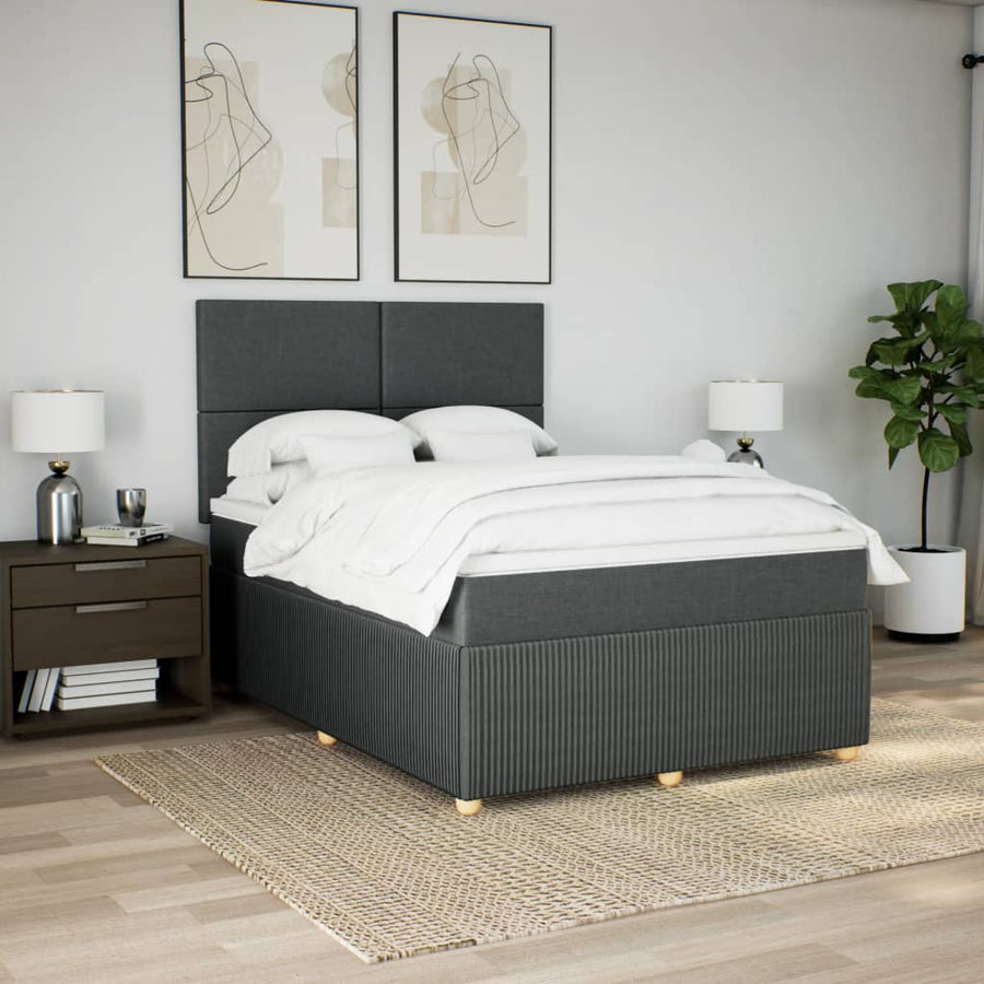Boxspring met matras stof donkergrijs 160x200 cm