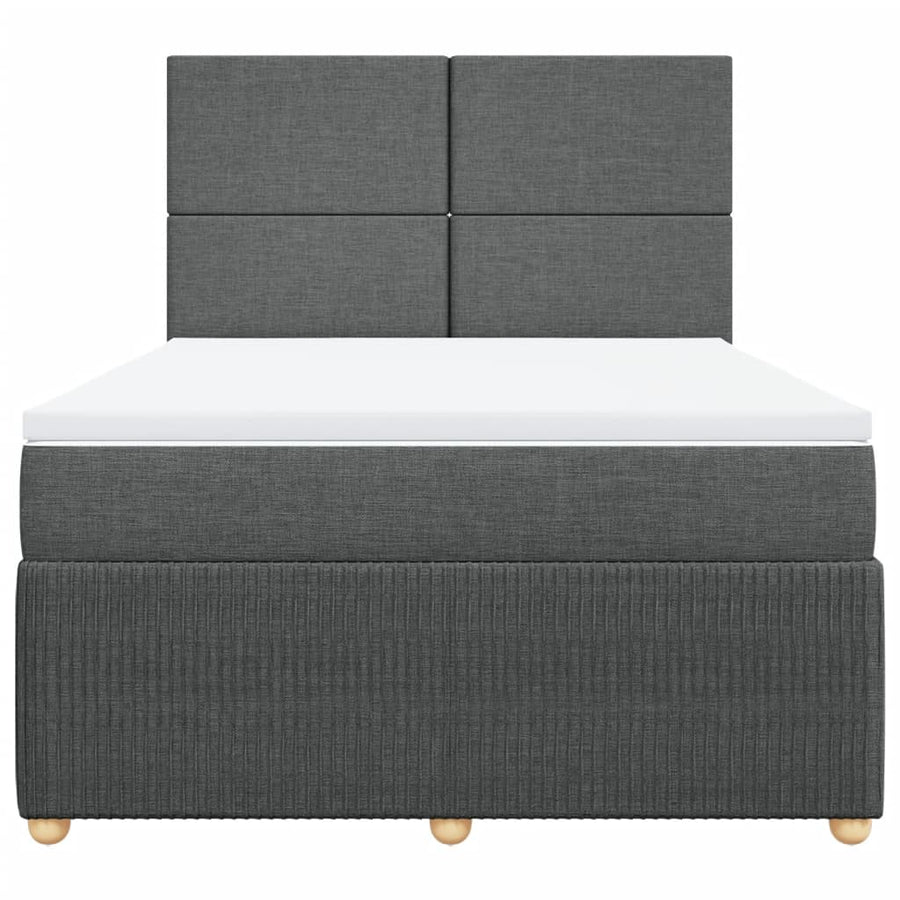 Boxspring met matras stof donkergrijs 160x200 cm