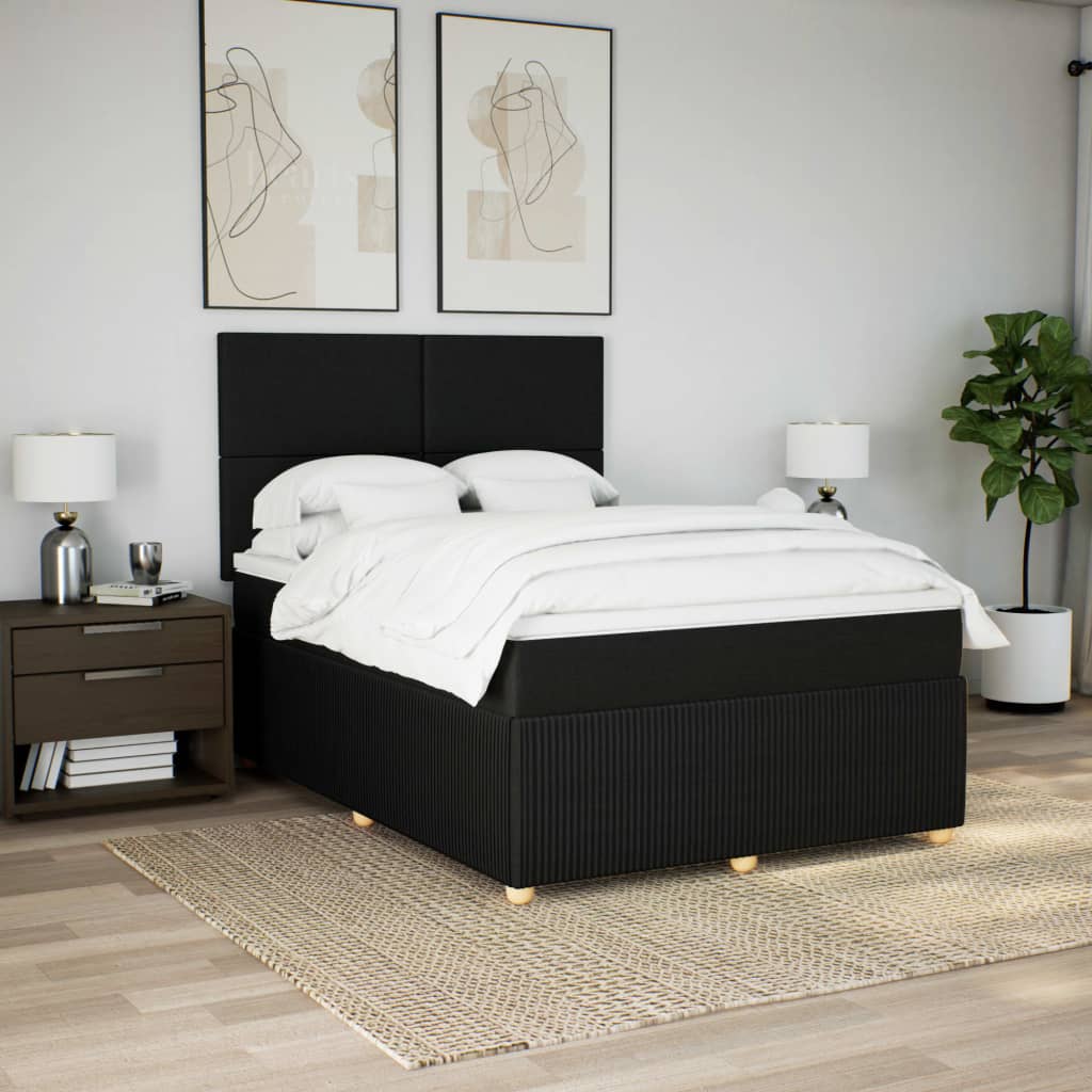 Boxspring met matras stof zwart 160x200 cm