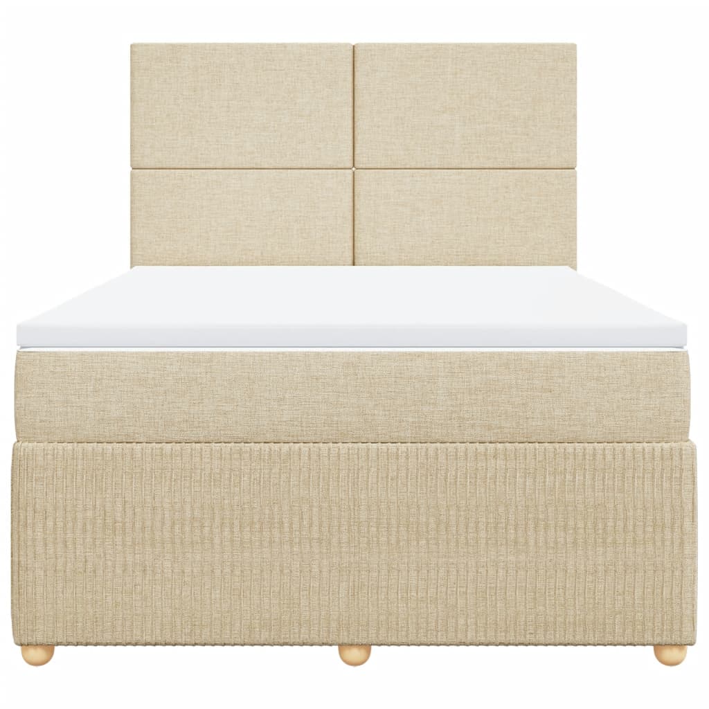 Boxspring met matras stof crèmekleurig 160x200 cm