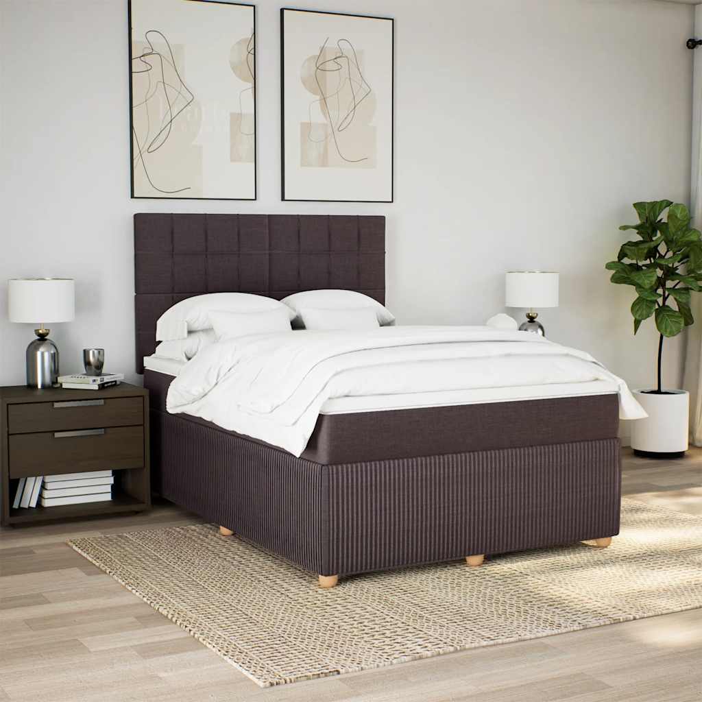 Boxspring met matras stof donkerbruin 160x200 cm