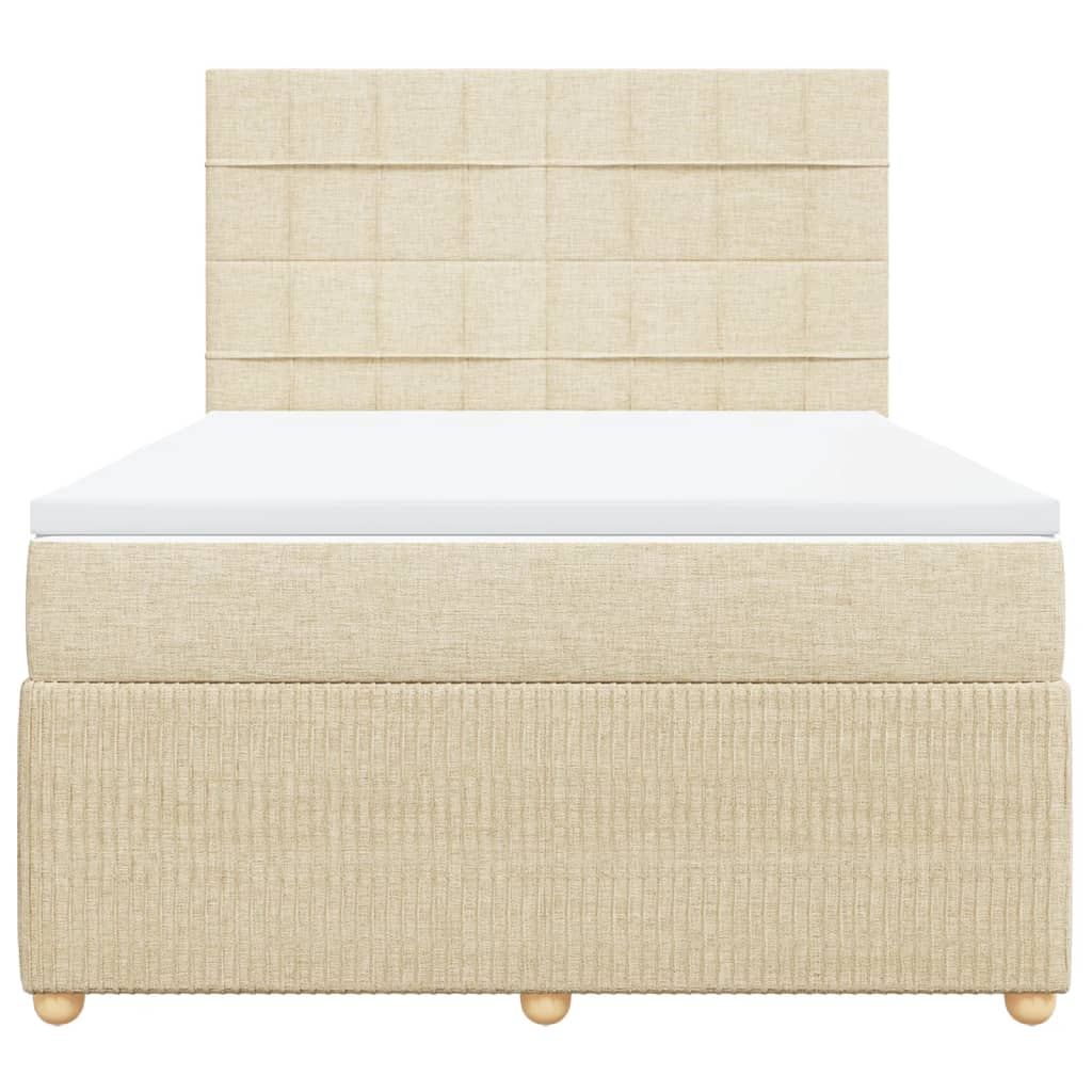 Boxspring met matras stof crèmekleurig 160x200 cm